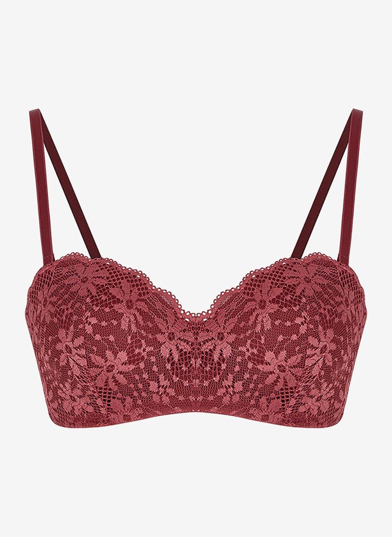 Penti Women Lotus Lace Bordeaux Strapless Wired Bra - Image 1