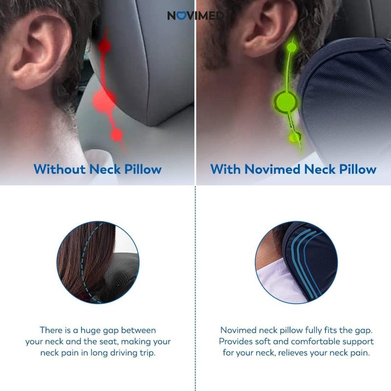 NOVIMED Car Neck Pillow - Headrest for Office and Gaming Chair - Soft Memory Foam Orthopedic Cushion - Chair Attachment for Neck Support - Ideal Head Neck Rest Pillow for Home Office and Driving - Image 5