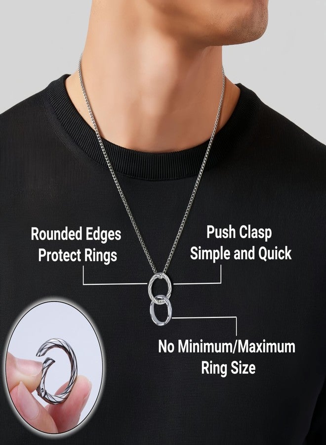 GAVU Stainless Steel Ring Holder Necklace for Men, Charm Holder Wedding Ring Keeper Necklace 24" - Image 3
