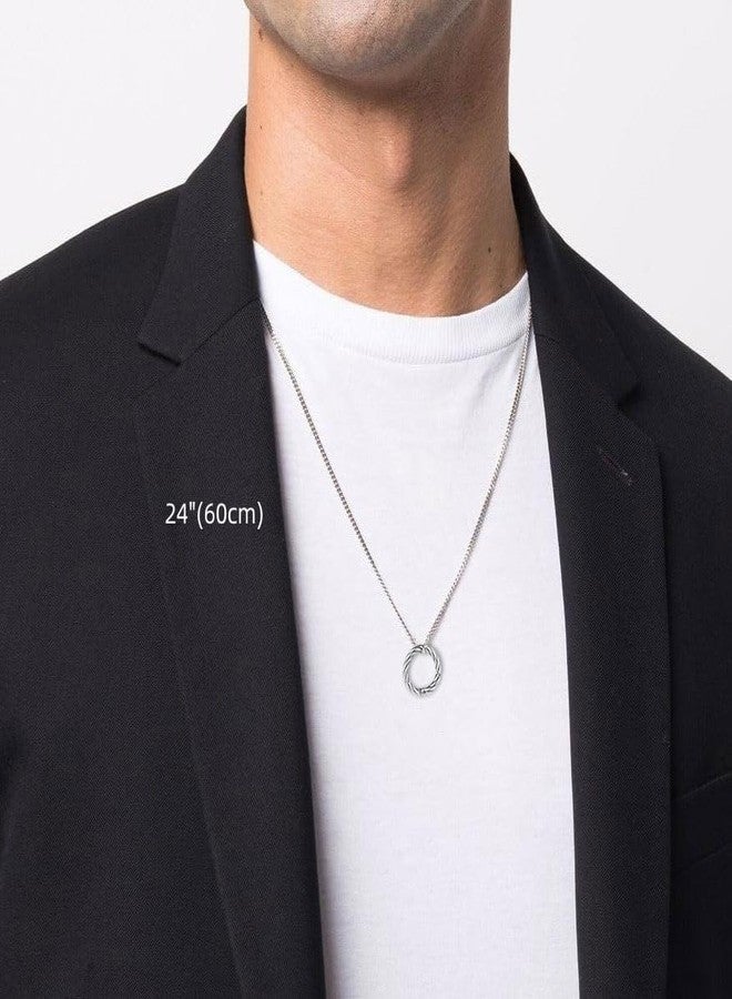GAVU Stainless Steel Ring Holder Necklace for Men, Charm Holder Wedding Ring Keeper Necklace 24" - Image 2