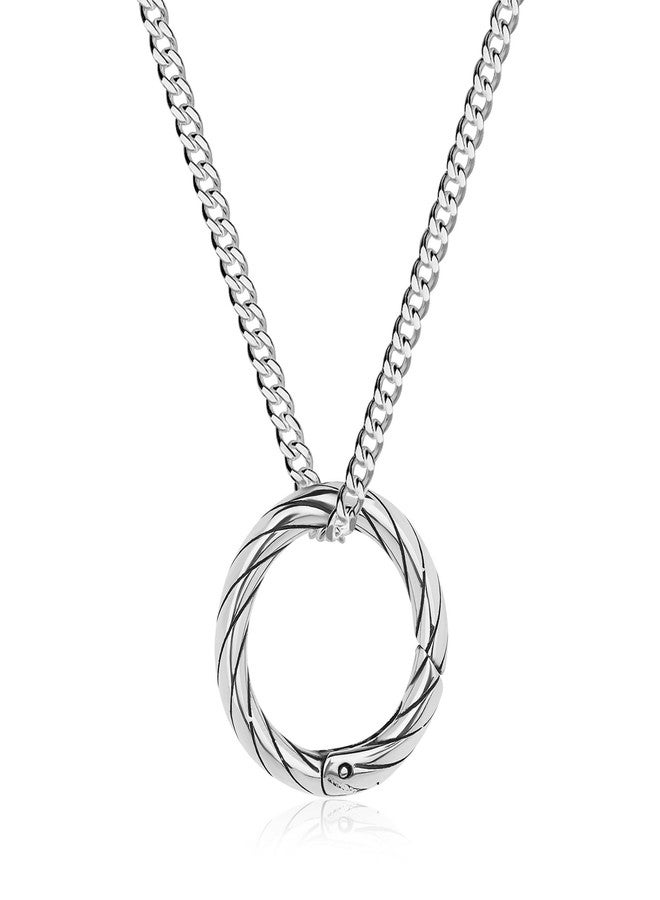 GAVU Stainless Steel Ring Holder Necklace for Men, Charm Holder Wedding Ring Keeper Necklace 24" - Image 1