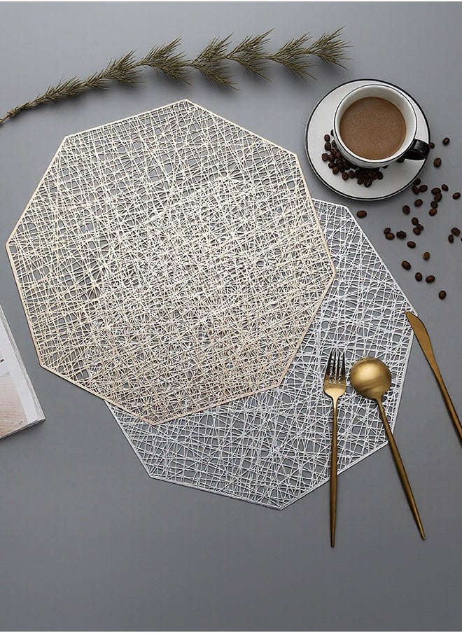 Generic Elegant Gold Octagon Table Mats - Heat-Resistant & Noise-Reducing Polypropylene-Cotton Placemats, Washable for Home & Commercial Dining  - Image 5