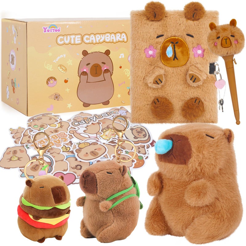YOYTOO Capybara Gifts for Girls Kids Capybara Plush Toys Set with Capybara Stuffed Animal Secret Diary Ballpoint Pen Stickers Birthday Gifts for Little Girls Age 5 6 7 8 9 1012 Years Old - Image 2