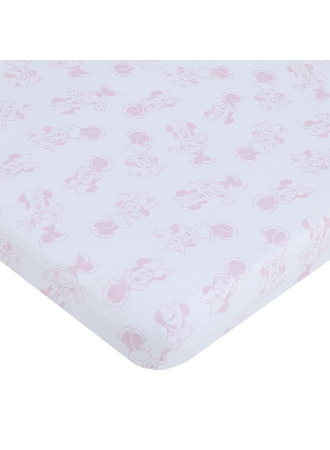 Disney Minnie Mouse Be Happy Pink Rainbow, Stars, and Clouds 3 Piece Nursery Mini Crib Bedding Set - Comforter and Two Fitted Mini Crib Sheets - Image 3