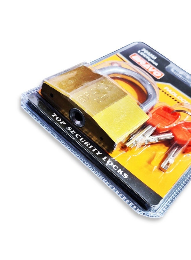 برافو قفل معدني عالي الجودة مقاوم للماء 70 مم، جسم متين مضاد للصدأ مع نظام آمن بأربعة مفاتيح، خيارات متعددة للحجم بما في ذلك طراز عالي الأمان، مثالي للمنزل والمكتب والبوابات والاستخدام الخارجي - Image 3