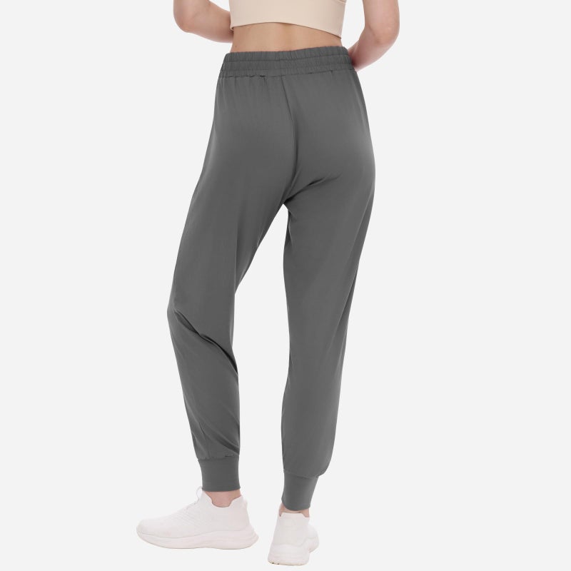 TNNZEET Women's Joggers with Pockets - High Waisted Sweatpants Tapered Leg Drawstring Lightweight Athletic Pants Dark Gray - Image 3