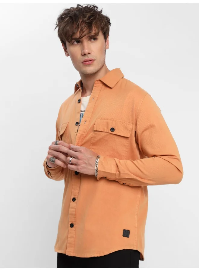 Beyoung Pastel Orange Urban Shirt for Men