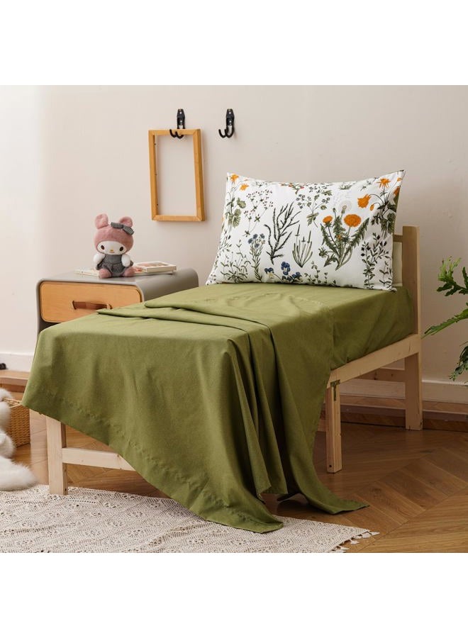 KAREVER Botanical Toddler Bedding Set Flower Print 4 Pieces Crib Bed Set Kids White Green Floral Comforter Set - Image 4