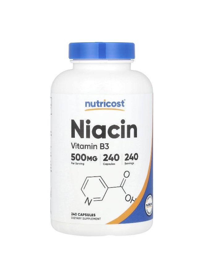 Nutricost, Niacin, 500 mg, 240 Capsules - Image 1