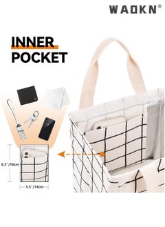 WAOKN High Quality Multi-purpose Environmentally Friendly Material Reusable Lunch Bag Insulated Lunch Box Canvas Fabric with Aluminum Foil Lunch Tote Bag For Women Men School Office  - Image 3