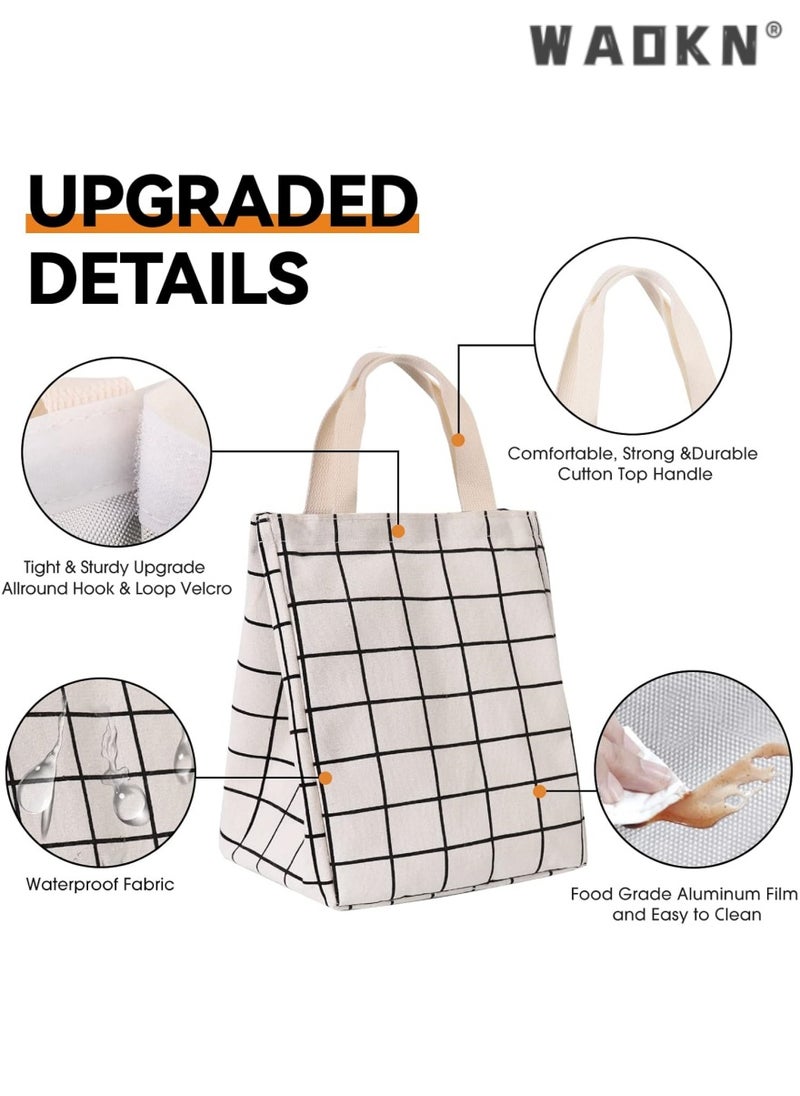 WAOKN High Quality Multi-purpose Environmentally Friendly Material Reusable Lunch Bag Insulated Lunch Box Canvas Fabric with Aluminum Foil Lunch Tote Bag For Women Men School Office  - Image 2