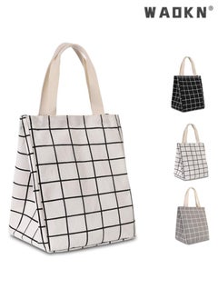 WAOKN High Quality Multi-purpose Environmentally Friendly Material Reusable Lunch Bag Insulated Lunch Box Canvas Fabric with Aluminum Foil Lunch Tote Bag For Women Men School Office  - Image 1