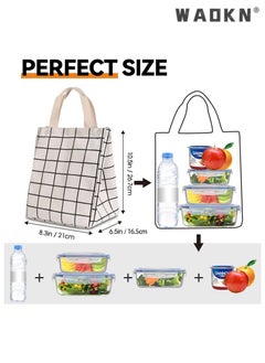 WAOKN High Quality Multi-purpose Environmentally Friendly Material Reusable Lunch Bag Insulated Lunch Box Canvas Fabric with Aluminum Foil Lunch Tote Bag For Women Men School Office  - Image 4