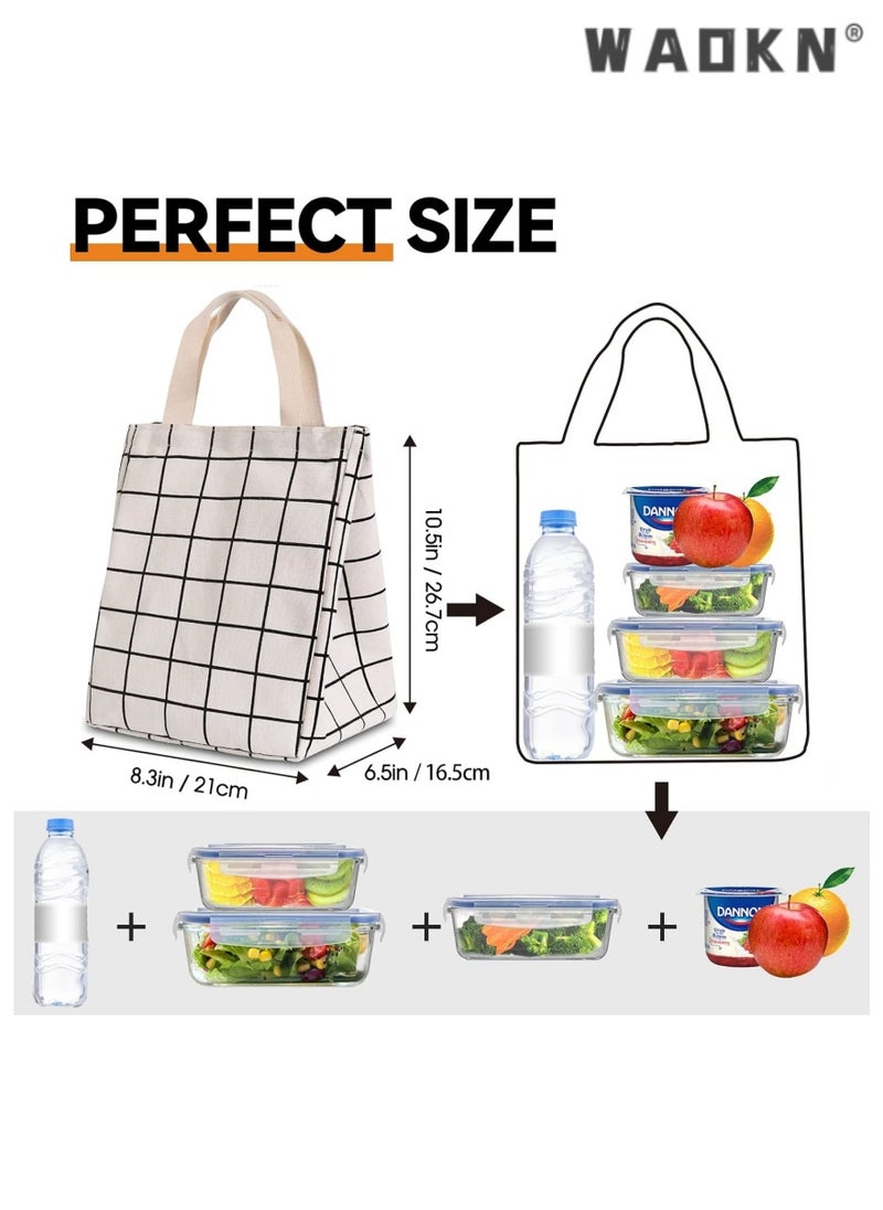 WAOKN High Quality Multi-purpose Environmentally Friendly Material Reusable Lunch Bag Insulated Lunch Box Canvas Fabric with Aluminum Foil Lunch Tote Bag For Women Men School Office  - Image 4