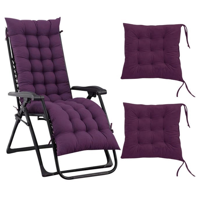 STRAIGHT COTTON LONG CHAIR PAD WITH TWO SQUARE CUSHIONS FOR OFFICEHOME HIP SUPPORT WINE