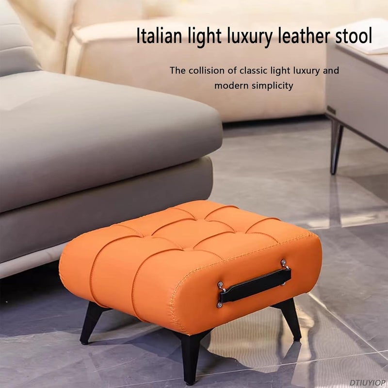 Calyrex Calyrex Small Footstool Ottoman Bench Footrest Faux Leather Rectangle Vanity Stool Chair with Padded SeatSofa Short Stool for Extra Seating in Living RoomEntrywaySide TableOffice - Image 3