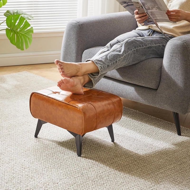 Calyrex Calyrex Small Footstool Ottoman Bench Footrest Faux Leather Rectangle Vanity Stool Chair with Padded SeatSofa Short Stool for Extra Seating in Living RoomEntrywaySide TableOffice - Image 4