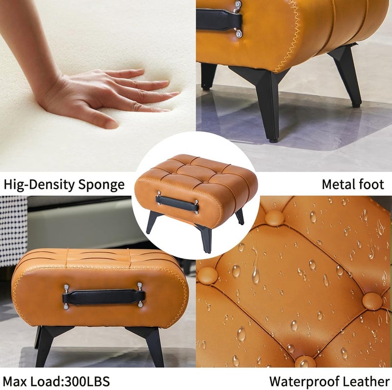 Calyrex Calyrex Small Footstool Ottoman Bench Footrest Faux Leather Rectangle Vanity Stool Chair with Padded SeatSofa Short Stool for Extra Seating in Living RoomEntrywaySide TableOffice - Image 5