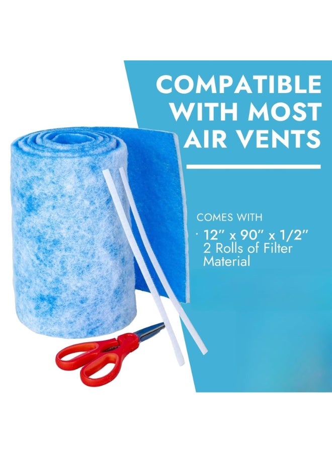Air Vent Filter, 90" X 12" Vent Filters Paper Anti Dust Net Strainer Air Conditioner Vent Filtration Blue Anion Material Filters To Reduce Dust and Allergy For HVAC And Heating Intake  - Image 3