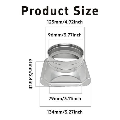 bociloy 4 Inch Duct Connector Flange Metal Straight Pipe Flange Square to Round Interface for Ventilation Cooling Heating Air Conditioning Systems with Screws - Image 3