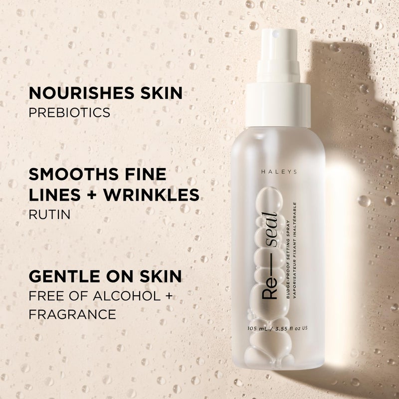 HALEYS Re-seal Setting Spray - 16-Hour All-Day Hold - Prebiotics & Antioxidants - Oil-Control Hydrating Setting Spray - Ultra-Fine Mist for Natural Finish - Lightweight, Non-Sticky Formula by Haleys - Image 3
