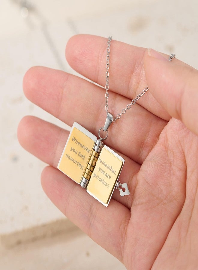 MOROTOLE For Daughter-My Incredible Book Necklace,To My Daughters from Mom and Dad Book Necklaces,Adjustable Book Necklaces with 6 Pages of Engraved Information,Book Necklace for Daughter - Image 2