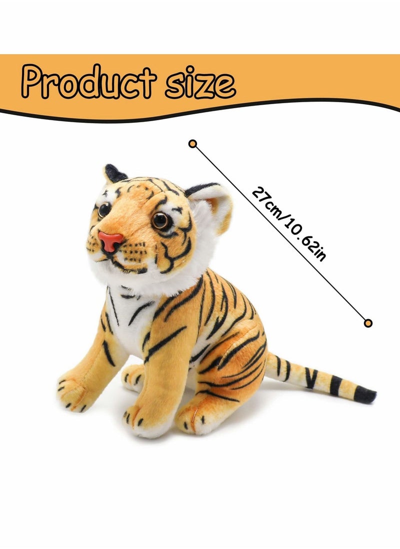 Plush Tiger Toy, 27 cm Realistic Stuffed Tiger Toy Jungle Zoo Tiger Stuffed Animal Tiger Throw Pillow for Kids Child Boys Girls Friends Birthday Party Children's Day Gift - Image 3