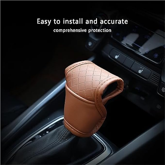 rayihni Leather Car Gear Shift CoverAntiSlip Automatic Shift Knob Cover Car DecorationUniversal Car Accessories for Women Interior Effectively Protects Stick Shift Knob Brown - Image 4