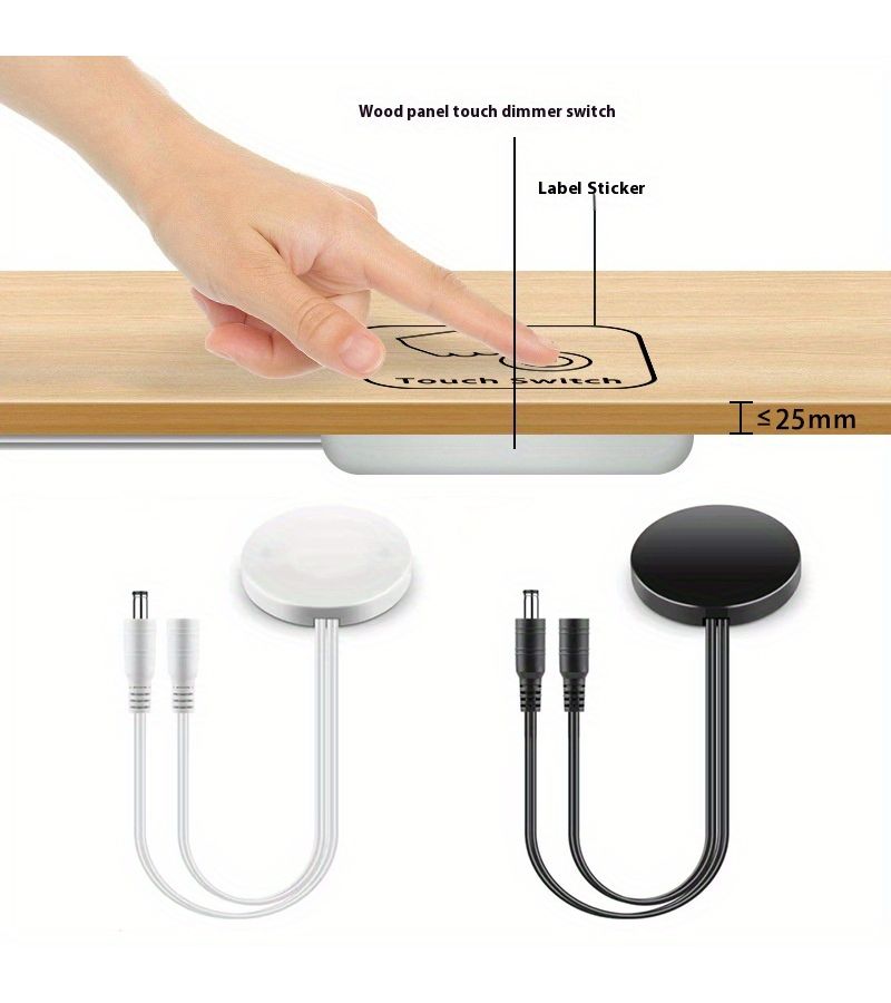 خزانة التحكم في التعتيم الذكي LED الأسود - قطعتان من لوحة التعتيم المخفية DC5-24V مع مفتاح استشعار اللمس والمسح اليدوي لخزائن الملابس والمكاتب - Image 2