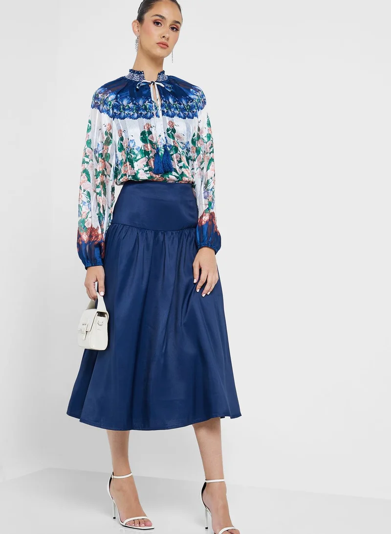 Femi9 Lace Detail Printed Top