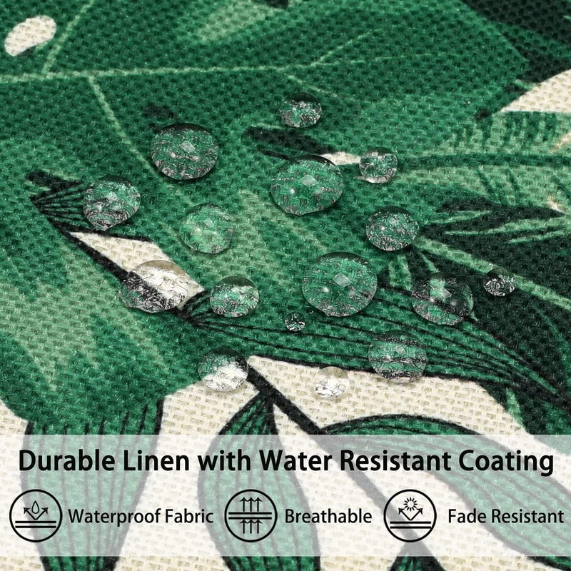 DecorMommt Outdoor Cushion Covers 50 x 50 cm Waterproof Cushion Cover Monstera Leaf Green Linen for Living Room Patio Garden Sofa Cushion Decoration Set of 2 - Image 3