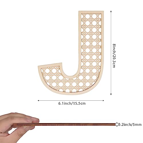 She Love Wooden Rattan Letters 8 inch Wood Letters J for Wall Decor Crafts Boho Nursery Decor for Baby Shower Wedding Bedroom Name Signs Large Rustic Letter Home Decoration - Image 2