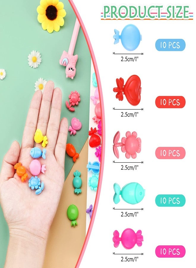 WILLBOND 50 Pcs Girls Hair Barrettes 1'' Mini Self Hinge Plastic Clips for Toddler Baby Kids Flower Bow Hair Colorful 80s 90s Cute Design Hairpins in Candy Heart Star Shape Accessory(Novel Style) - Image 3