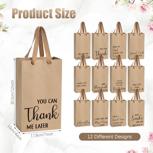Dinifee Christmas 12 Pcs Funny Gift Bags Kraft Paper Snarky Gift Bag with Handles Bulk Funny Wrapping Bags Adults Men Women Reusable Gag Gifts Wrapping for Halloween Christmas Birthdays Holidays - Image 3