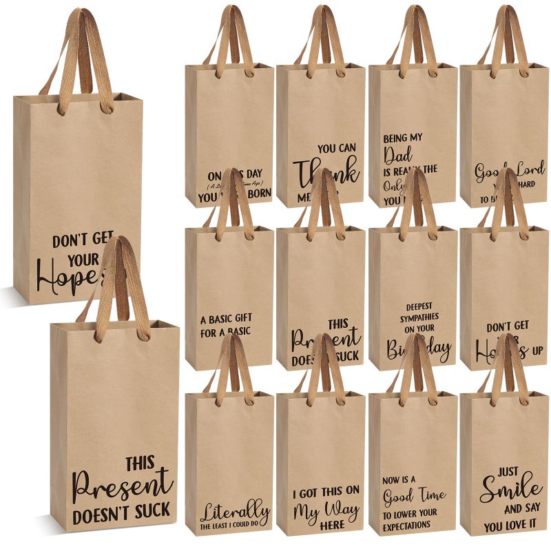 Dinifee Christmas 12 Pcs Funny Gift Bags Kraft Paper Snarky Gift Bag with Handles Bulk Funny Wrapping Bags Adults Men Women Reusable Gag Gifts Wrapping for Halloween Christmas Birthdays Holidays - Image 2