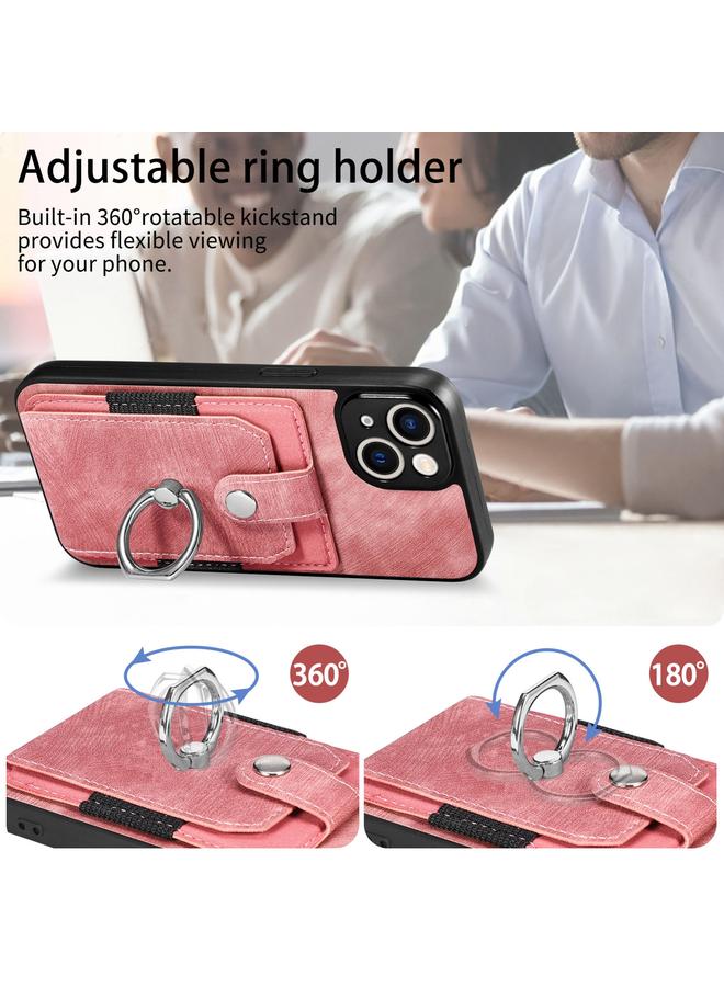 S-TOP Case For iPhone 11 Retro Skin-feel Ring Card Wallet Phone Case - Image 4