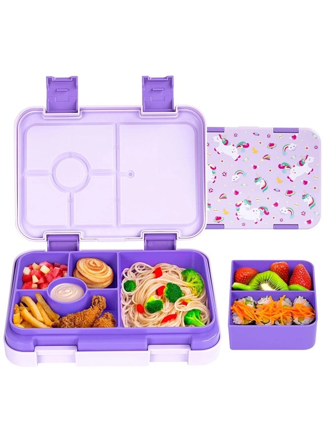 ShebSheb Cute Bento Box with 5/6 Compartments,Leak-Proof Lunch Box for Kids & Toddlers,Removable Lunch Containers for School Sports Travel - Image 1