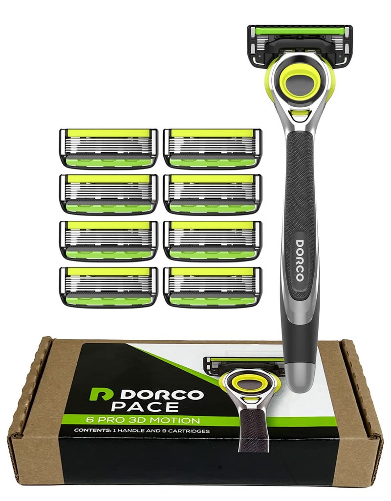 Dorco Pace 6 Pro 3D Motion Razor System 1 Handle 9 Cartridge Set