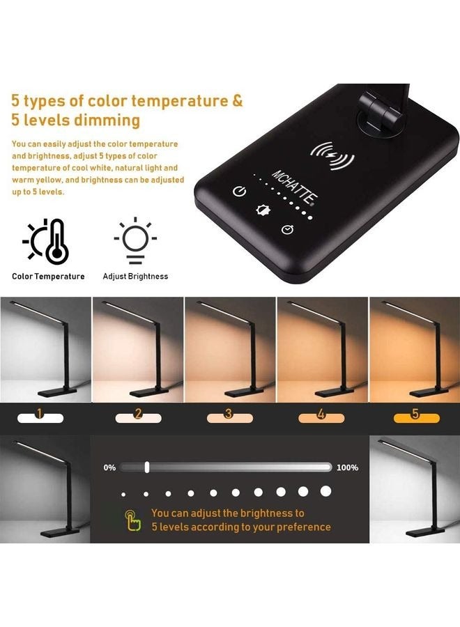 Captaintech LED Desk Lamp With Wireless Charger And USB Charging Port White/Warm White/Yellow 39cm - Image 4