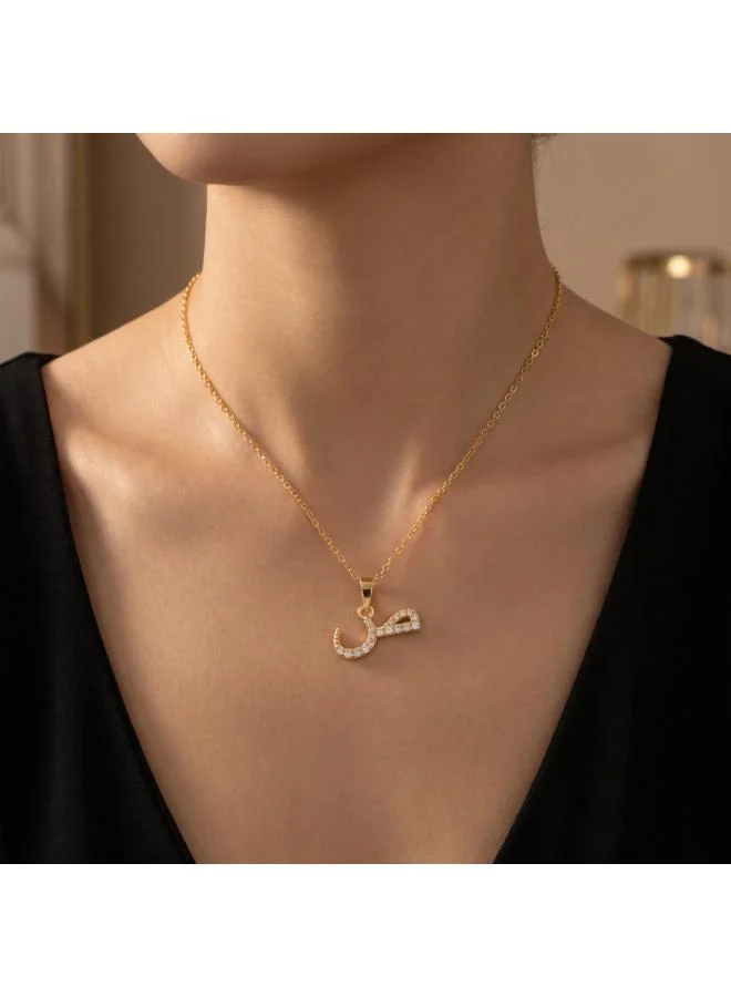 Rovaux Arabic Letter 'Saad' Necklace 18k Gold Plated