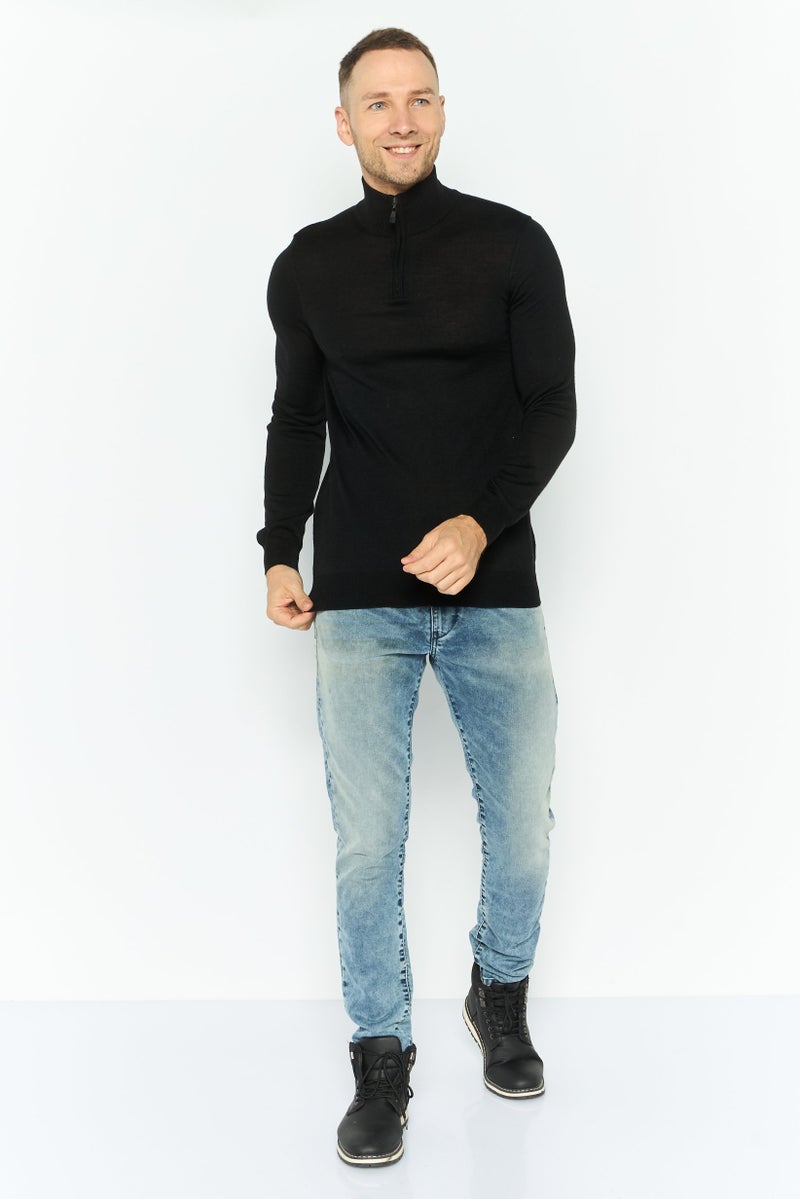 Lyle & Scott سويت شيرت رجالي ذو ياقة عالية وأكمام طويلة، أسود - Image 2