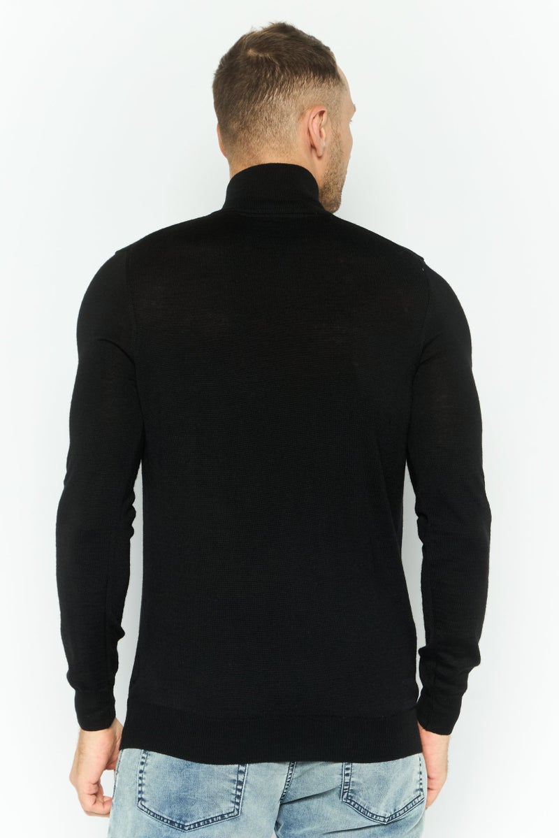 Lyle & Scott سويت شيرت رجالي ذو ياقة عالية وأكمام طويلة، أسود - Image 4