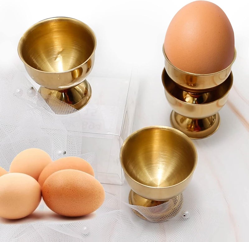 UOIENRT Stainless Steel Egg Cups, Gold Egg Holder Set of 8 for Hard Soft Boiled Eggs Kitchen Tool - Image 4