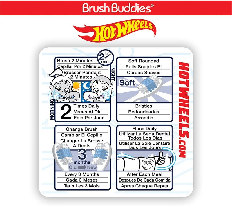 Brush Buddies فرشاة أسنان برش بوديز هوت ويلز للأطفال، فرشاة أسنان للأطفال، عبوة فرشاة الأسنان، شعيرات ناعمة للأطفال، للأطفال من عمر 2-4 سنوات، 6 قطع - Image 5