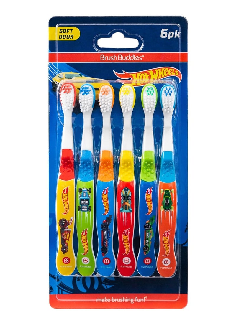 Brush Buddies - Brush Buddies 6-Pack Hot Wheels Toothbrush for Kids, Kids Battery Powered Toothbrushes, Toothbrush Pack, Soft Bristle Toothbrushes for Kids, Toddler Toothbrush Ages 2-4, Multicolor - Image 1