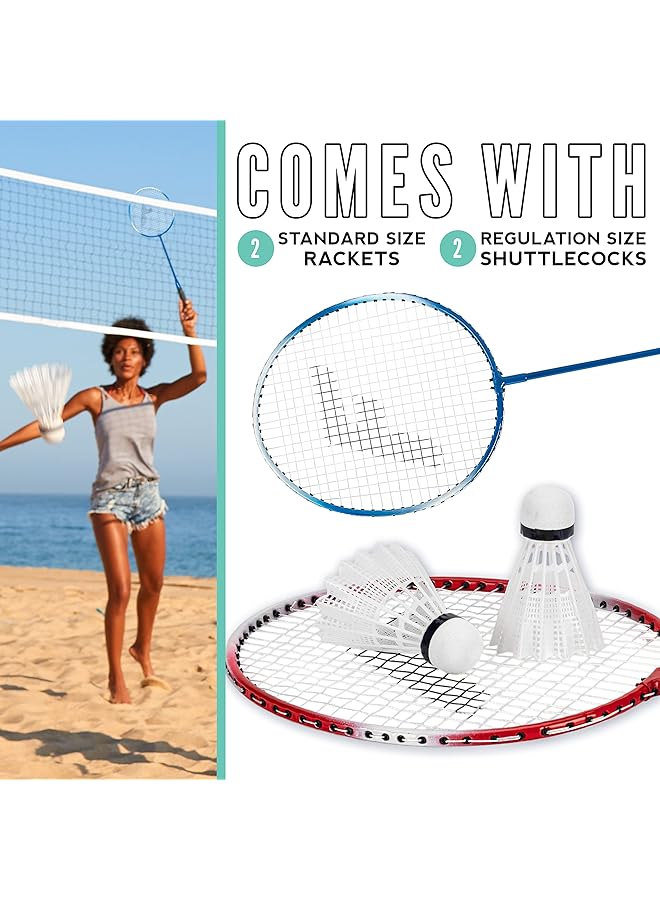 فرانكلين سبورتس مجموعة مضارب تنس الريشة + مجموعة بيردي، معدات تنس الريشة البديلة للأطفال والبالغين، مجموعات مضارب تنس الريشة للاعبين أو لأربعة لاعبين - Image 2