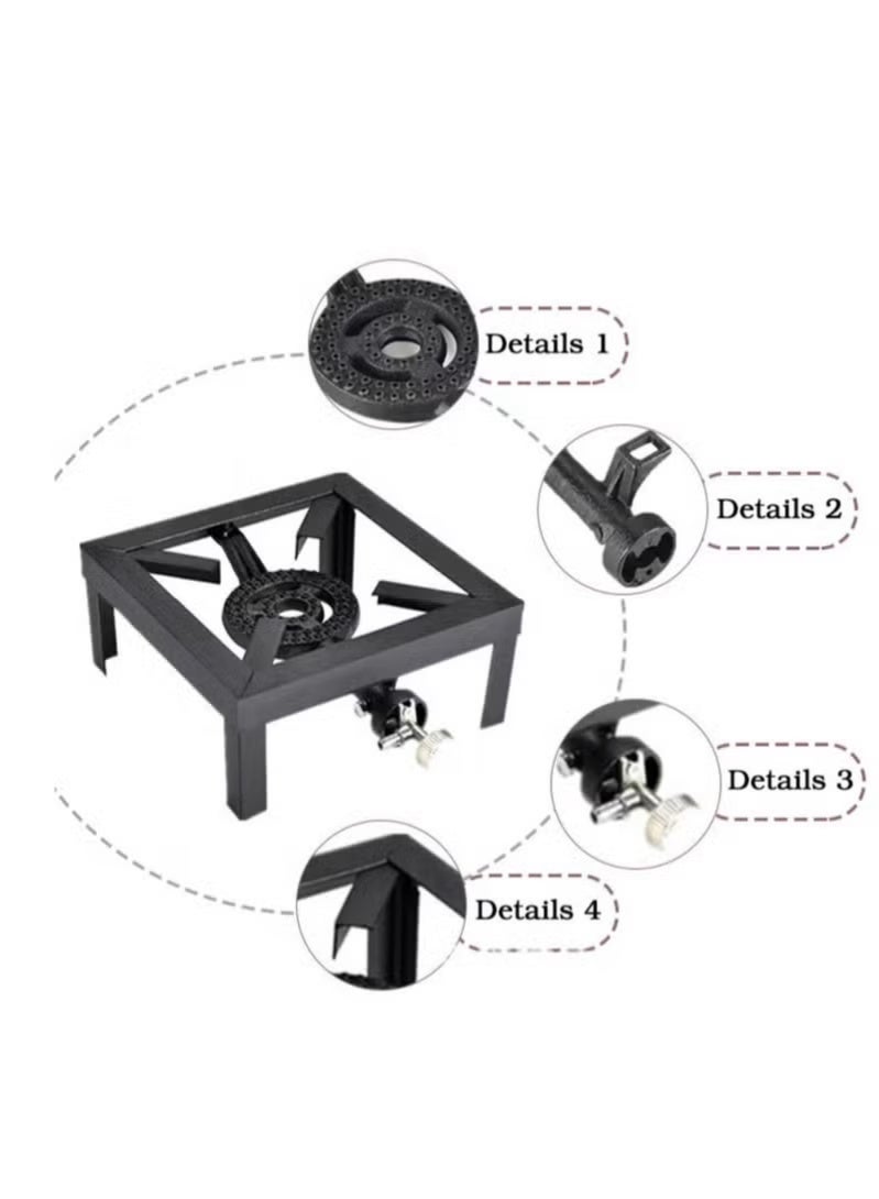 موقد ذو شعلة واحدة مع خرطوم غاز ومشبكين للاستخدام المنزلي أو التخييم - Image 2