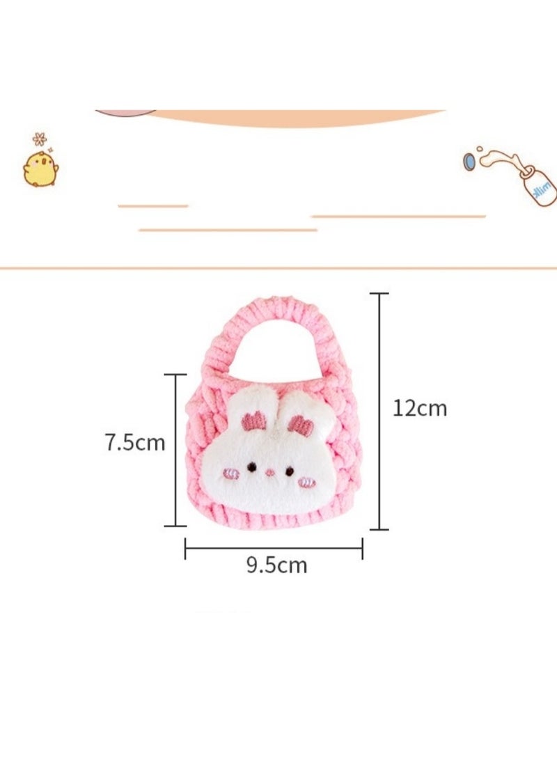 قطعتان من الحقائب الصغيرة المحبوكة المحشوة برسومات كرتونية - حقائب تخزين لطيفة بتصميمات مختلفة للأغراض الصغيرة والعملات المعدنية والمفاتيح والهدايا - Image 2