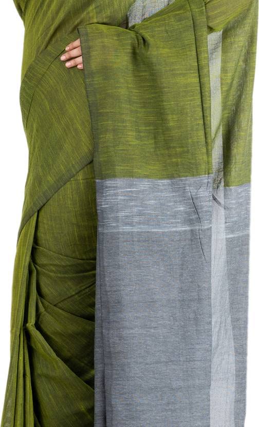 Bong ButiQ Women & Girls Embroidered Solid/Plain Bollywood Handloom Cotton Blend Saree For Office | Party | Casual (Green) - Image 3