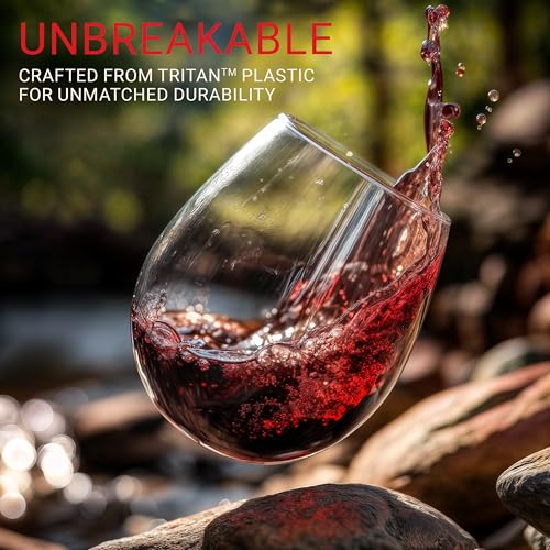 Bravario Unbreakable Stemless Plastic Wine Glasses | Reusable | Shatterproof 100% Tritan Plastic | Dishwasher-Safe | BPA-free | Awesome for Indoor & Outdoor | 16 oz, Set of 4 - Image 2